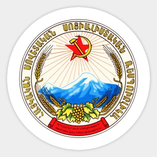 The coat of arms of Soviet Armenia depicting Mount Ararat in the center Sticker